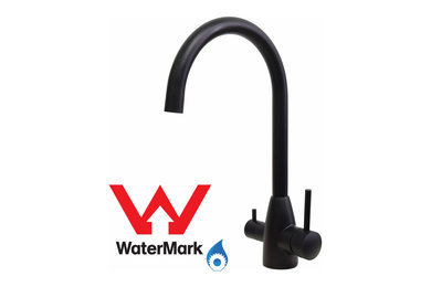 Matte Black 3 Way Mixer Tap, Gooseneck