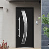 Exterior Prehung Glass Door / Deux 6500 Black Enamel Right in