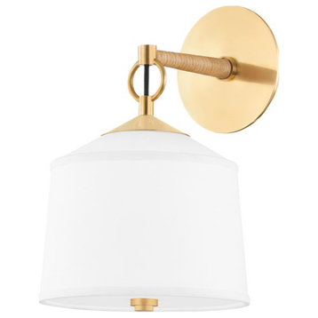 Hudson Valley White Plains 1 Light Wall Sconce 5200-AGB, Aged Brass