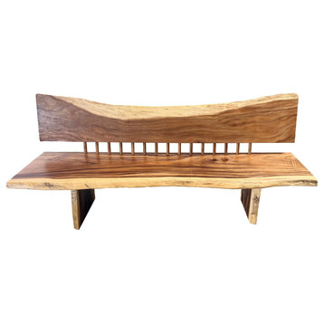 Live Edge Bench With Back