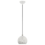 Livex Lighting - Livex Lighting 49541-03 Chantily - 8" One Light Pendant - Canopy Included: Yes  Shade IncChantily 8" One Ligh White/Brushed NickelUL: Suitable for damp locations Energy Star Qualified: n/a ADA Certified: n/a  *Number of Lights: Lamp: 1-*Wattage:60w Medium Base bulb(s) *Bulb Included:No *Bulb Type:Medium Base *Finish Type:White/Brushed Nickel