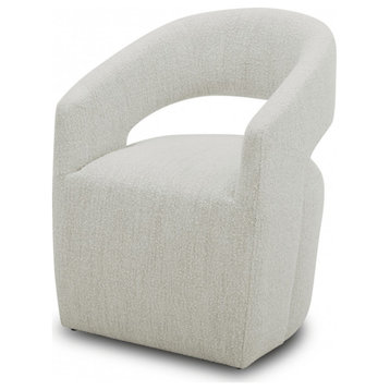 26" Cream Textured Polyester Modern Arm Chair