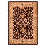Bareens Designer Rugs - Bohemien Ziegler Jae Brown Tan Hand-Knotted Wool Rug - 8'0'' x 9'6'' - Enhance the ambiance of your home with this magnificent Persian-influenced Turkish hand-knotted rug made by skilled artisans capable of creating the most exceptional vegetable dyes and hand-spun wool. This exquisite handmade rug is a one-of-a-kind Peshawar Kafkaz, otherwise identified as Chobi, Chobi Peshawar, Oushak, or Ziegler rug. These handmade rugs are crafted in Pakistan utilizing superior-quality wool imported from Australia, New Zealand, and Korea in two types of weaves: the Persian weave and the Mori weave. This rug is meticulously crafted by hand using the finest natural vegetable dyes extracted from local plants. The artisans use a blend of hand-spun local and fine merino wool, resulting in a rug with a compelling texture, higher lanolin content, and longer staple. The artisans occasionally incorporate natural or artificial silk into the pile to enhance specific motifs. The finished product is an awe-inspiring execution of flawless design and an understated palette that exudes elegance.