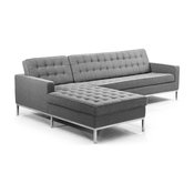 Midcentury Florence Sectional, Cadet Gray, Material: Wool, Left