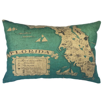 Florida Map Linen Pillow