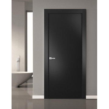 Modern Solid Interior Door 30 x 80 | Planum 0010 Black Matte | Pre-hung Set