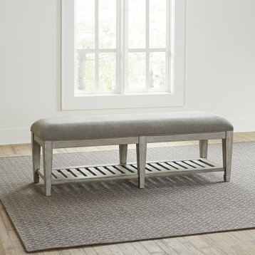 Bed Bench, Antique White Finish w/ Tobacco Tops