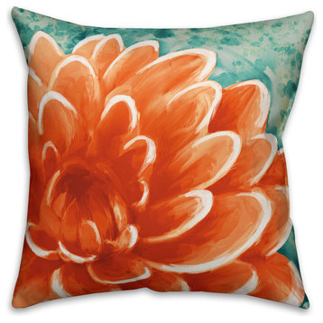 Peach Water Lily Spun Poly Pillow, 18x18