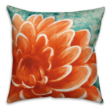 Peach Water Lily Spun Poly Pillow, 18x18