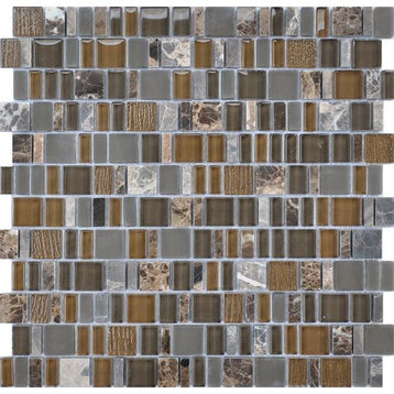 Karma Stone and Glass Mosaic Tiles - Brown - Sample Swatch