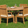 5-Piece Outdoor Patio Teak Dining Set, 60" Round Table and 4 Sack Arm Chairs