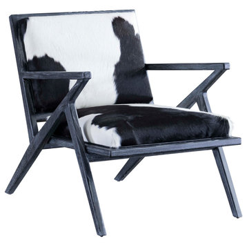 Modrest Hallam Black and White Cowhide Accent Chair