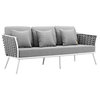 Afuera Living Aluminum Patio Sofa in White Gray