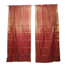 Mogul Interior - 2 Indian Silk Sari Door Panel Window Treatment Draperies Living Room Curtains - Curtains