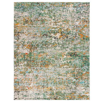 Transitional Area Rug, Unique Abstract Patterned Polypropylene, Grey/Turquoise