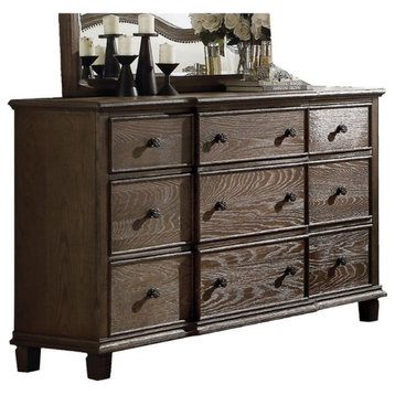 Bowery Hill 9 Drawer Dresser in Weathered Oak