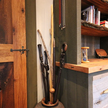Zander Woodworks - Rustic Study with barn siding and antique oak