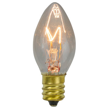 Set of 4 Clear C7 Transparent Christmas Replacement Bulbs, 2"