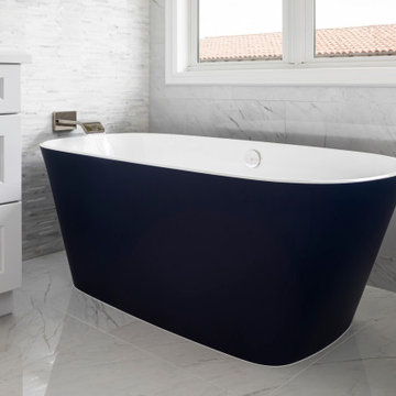 Victoria Albert freestanding tub in sapphire blue