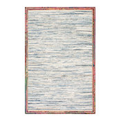 Handwoven Braided Border Denim Rag Area Rugs, Light Blue, 5'x8'
