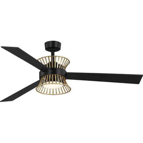 Bisbee Collection 55" 3-Blade Global Ceiling Fan, Matte Black