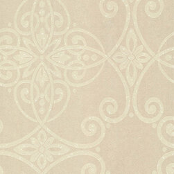 Galina Beige Scroll Damask - Wallpaper