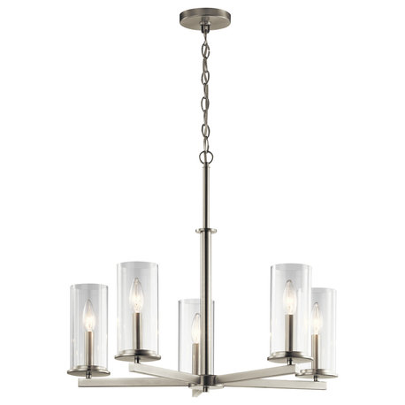 Crosby 5 Light Chandelier, Brushed Nickel