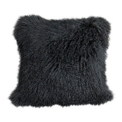 Black Shearling 20" x 20 Pillow - Decorative Pillows
