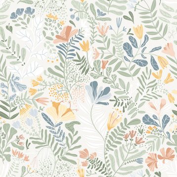 Brittsommar Seafoam Woodland Floral Wallpaper Sample