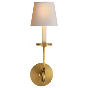 Symmetric Twist Wall Sconce, 1-Light  Burnished Brass,  Paper Shade, 16"H