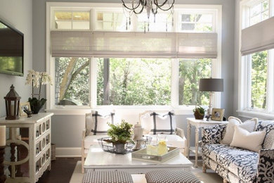 Example of a transitional family room design in Minneapolis