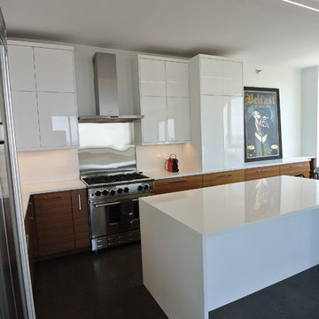Custom Kitchen with High Grade Plastic & Walnut Cabinets