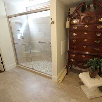 Porcelain Tiled Shower and Cambria Kirkstead Countertop ~ Strongsville, OH
