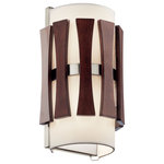 Kichler - Kichler Cirus 2 Light Wall Sconce in Auburn Stained - This 2 light wall sconce from the Mid-Century Modern Cirus collection features warm curved Auburn Stained Wood accents reminiscent of wood panels from the 1940's. The smooth round shape and white fabric shades complete the look.