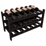 Wine Racks America - 18-Bottle Stackable Wine Rack, Premium Redwood, Black Stain - This all-new design features slanted bottle supports and an extended product depth. New depth protects bottle necks from damage. Stack these18 bottle kits as high as the ceiling or place a single one on a counter top. These DIY wine racks are perfect for young collections and expert connoisseurs.