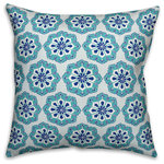 DDCG - Blue Mandala 18"x18" Outdoor Throw Pillow - Spruce up your outdoor space with the Blue Mandala  Outdoor Pillow. These outdoor pillows are water, stain and mildew resistant and can be used in either an indoor or outdoor setting.  Featuring a unique design, this accent pillow will make a perfect addition to your porch, patio or space.