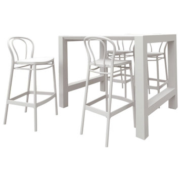 Vegas Victor 5-Piece Bar Set With 39"-55" Extendable White