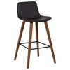 Maddie Counterstool, Walnut Wood Finish & Brown Faux Leather, Barstool