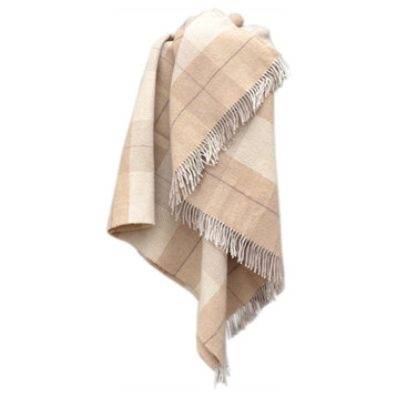 100% Merino Wool Throw Blanket 51”x71”, Camel