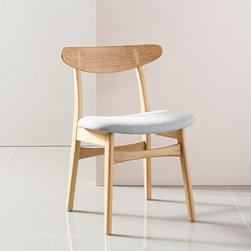 Astrid Solid Oak Dining Chair - Pale Blue Fabric Seat - Dining Chairs