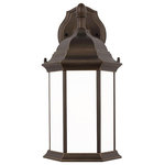 Sea Gull Lighting - Sea Gull Sevier Med 1 Down Outdoor Wall Lantern, Bronze/Satin - The Sea Gull Collection Sevier one light outdoor wall fixture in antique bronze enhances the beauty of your property, makes your home safer and more secure, and increases the number of pleasurable hours you spend outdoors. The Sevier outdoor collection by Sea Gull Collection brings timeless design to new heights with its traditional design details found in classic outdoor fixtures as well as an open bottom for easy maintenance. Made of durable cast aluminum, a multi-level crown, top finial and stepped-edge back plate complete the traditional look. Offered in Antique Bronze or Black finish, both with Clear glass, the collection includes a one-light outdoor pendant, one-light post lantern, a large one-light up light outdoor wall lantern, a small one-light up light outdoor wall lantern, a small one-light downlight outdoor wall lantern, and a large one-light downlight outdoor wall lantern.