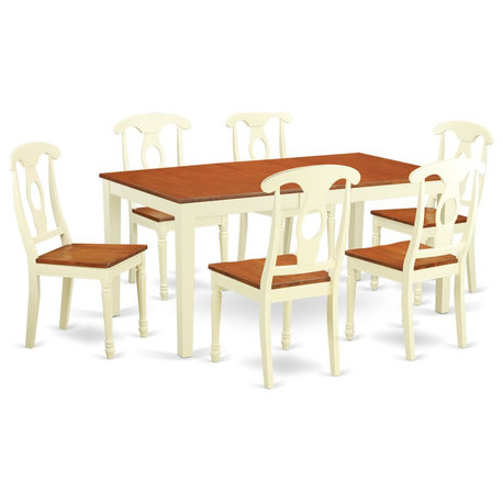 7-Piece Dining Room Sets , Table and 6 Chairs, Buttermilk/Cherry