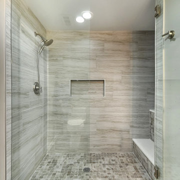 Basement remodel with custom shower and jetted tub