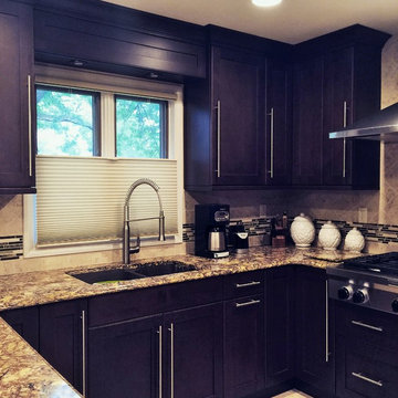 Oak Brook Kitchen and Family Room with PowerView Remote Controlled Shadees
