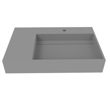 Juniper Wall Mounted Countertop Concealed Drain Basin Sink, Gray, 30", Right Basin, Standard