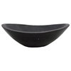 Modern Honed Black Limestone Canoe Bathroom Vessel Sink, 18"x14"