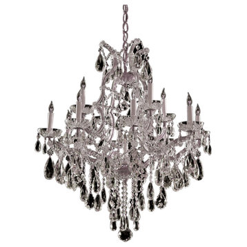 Maria Theresa 13-Light 32" Traditional Chandelier in Polished Chrome with Clea