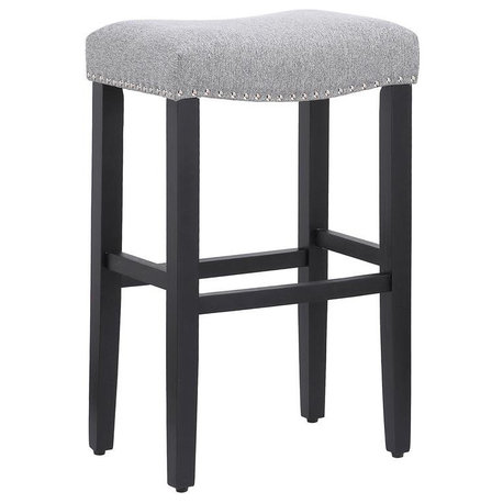 29" Upholstered Saddle Seat Bar Stool in Gray