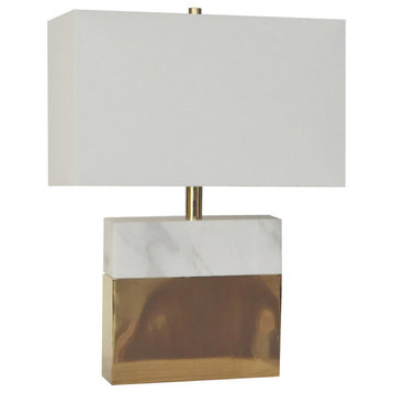White Marble, Gold Metal Base Table Lamp