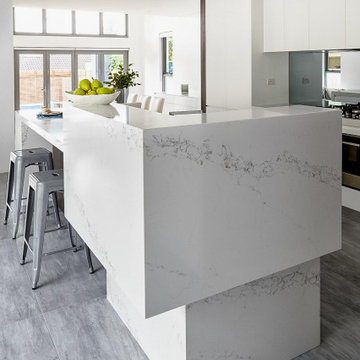 BQ8628 STATUARIO QUARTZ ISLAND & WATERFALL COLLECTION